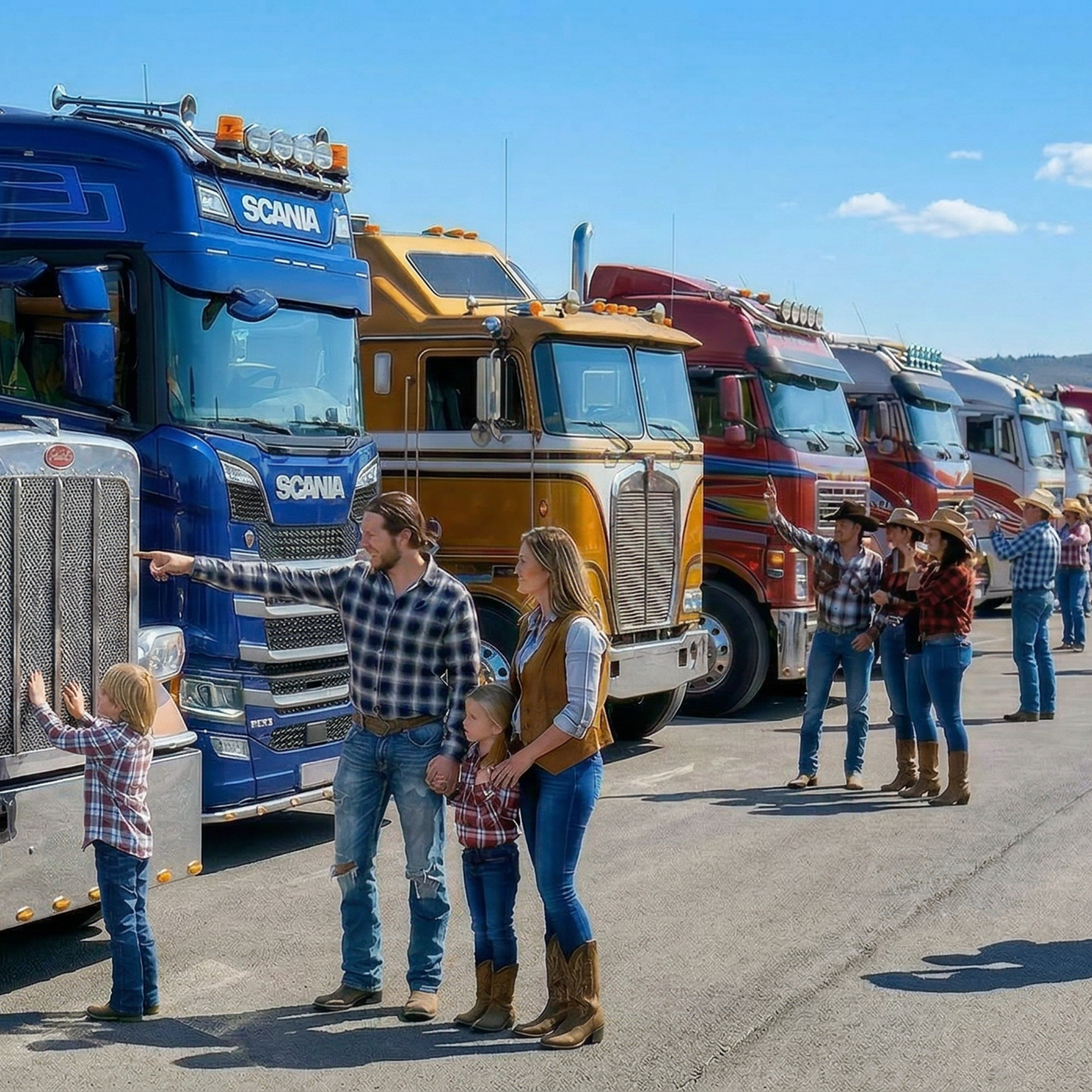 Besucher des Truck und Country Festivals auf dem DEKRA Lausitzring bestaunen die Show Trucks 