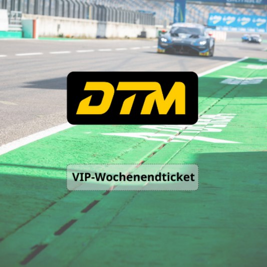 Produktbild des VIP-Wochenendtickets für die DTM am DEKRA Lausitzring mit Blick auf die Rennstrecke.
