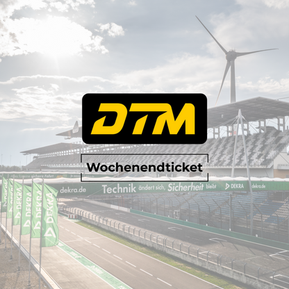 Produktbild des VIP-Wochenendtickets für die DTM am DEKRA Lausitzring mit Blick auf die Rennstrecke.